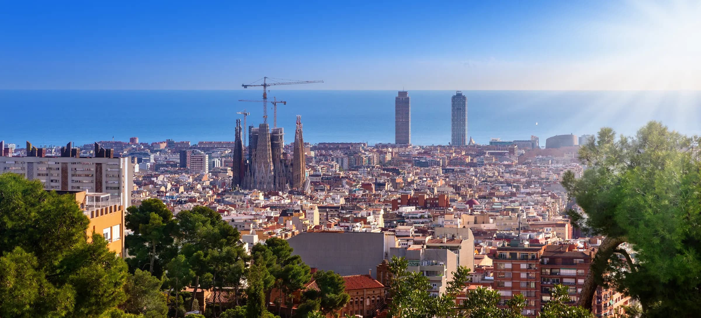 Barcelona skyline with the Sagrada Família, Spain
